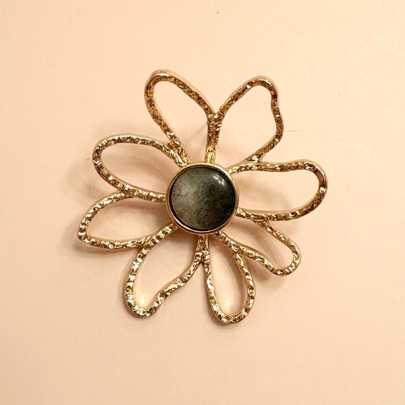 Anthropologie Gold Flower Earrings with Blue Agate. Brand new! - Picture 2 of 10